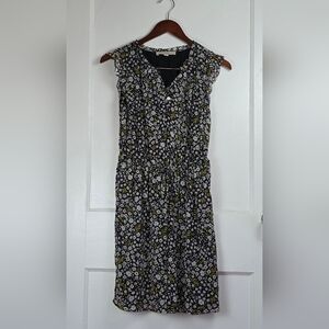 LOFT Black White and Pink Ditsy Cottage Floral Sleeveless Dress XS